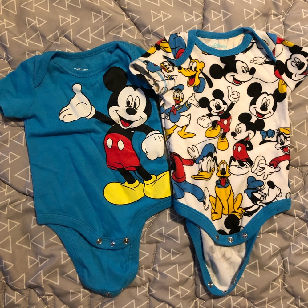 Mickey Mouse 2 pk baby boy onesies